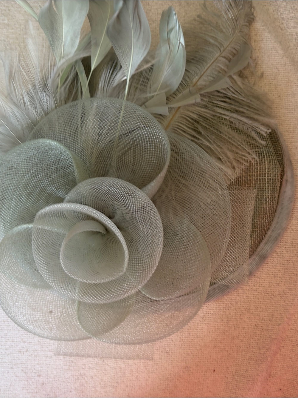 Source Unknown Pale Sage Feathered Fascinator Hat - Women Accessories